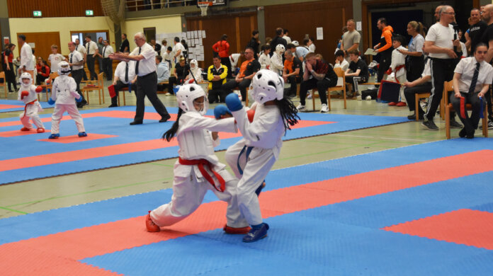 Der Karate-Nachwuchs trat erstmals mit der vorgeschriebenen Schutzausrüstung an. Trotz beherzter Kämpfe reichte es im starken Teilnehmerfeld noch nicht für eine Platzierung auf Landesebene.